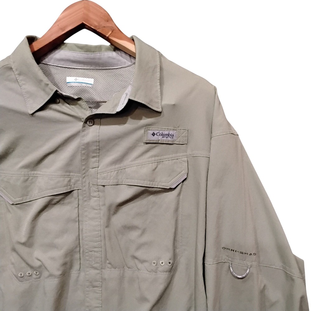 Columbia PFG Bahama II Fishing Shirt Mens XXL Sage Green Long Sleeve FM7074